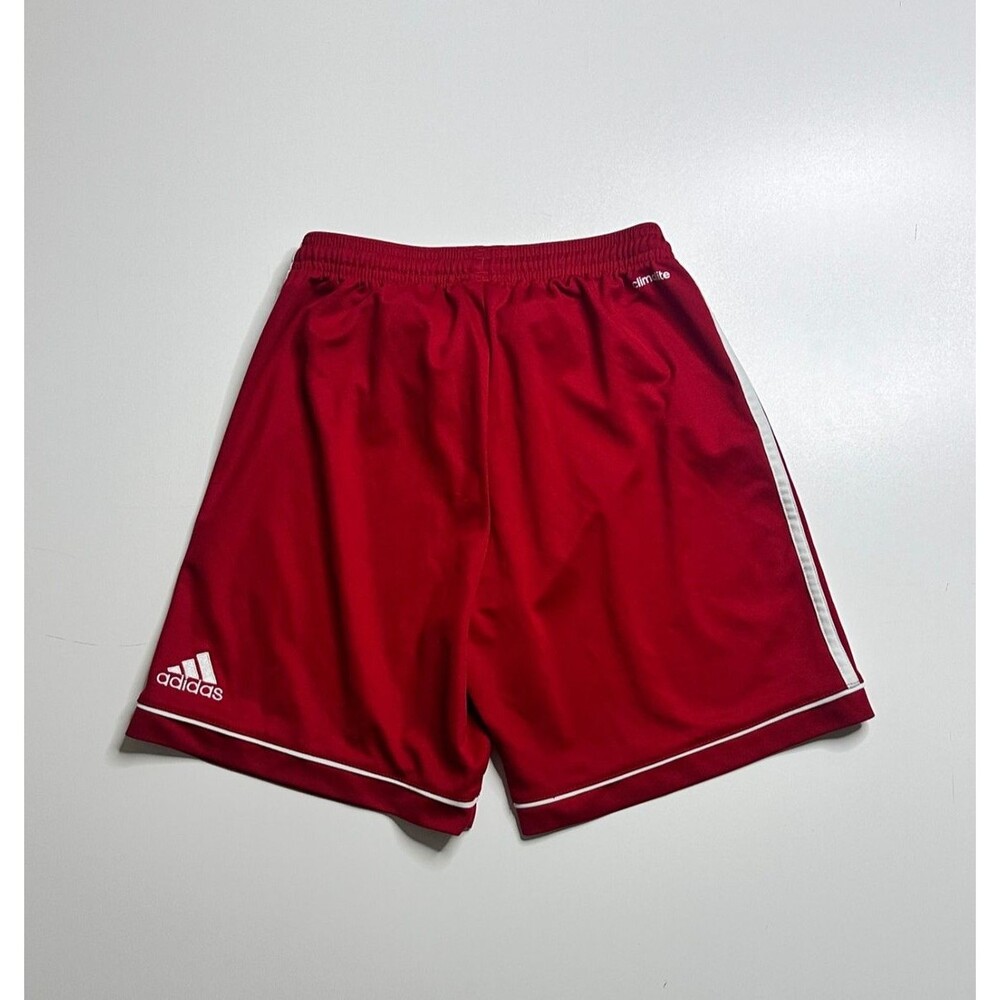 Adidas Climalite Athletic Shorts Red White 3-Stripe Elastic Waist